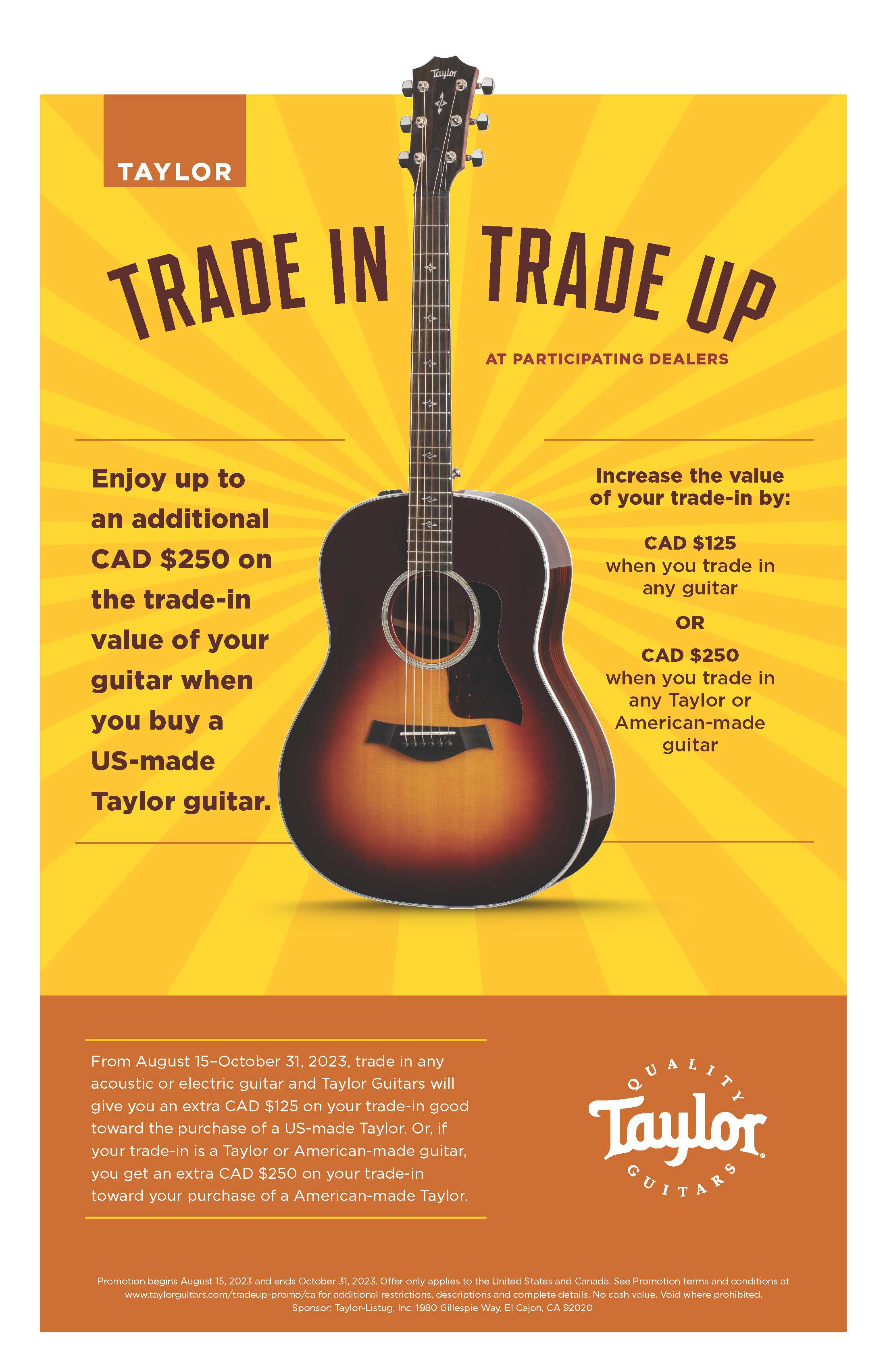 The Taylor Guitars Trade in/Trade Up promotion is now LIVE!!!